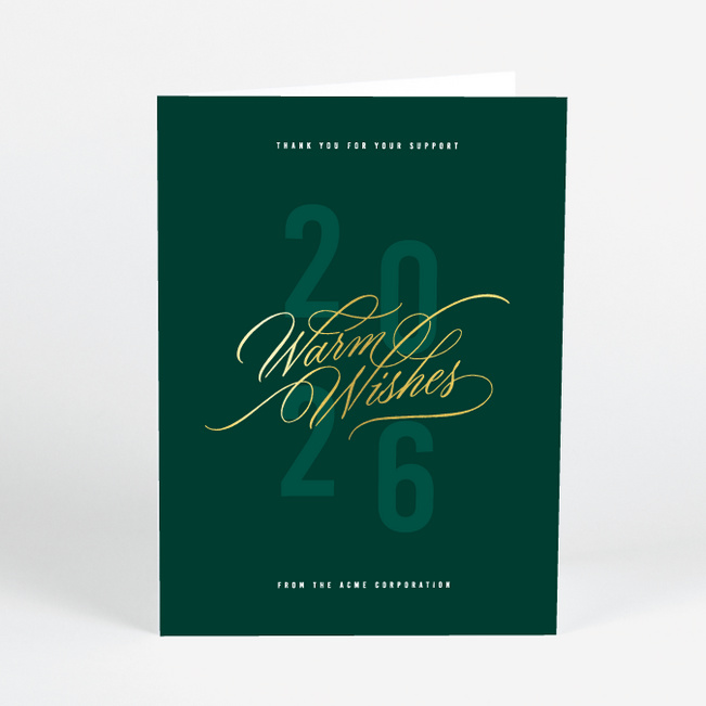 Foil Warm Wishes Business Holiday Cards - Green