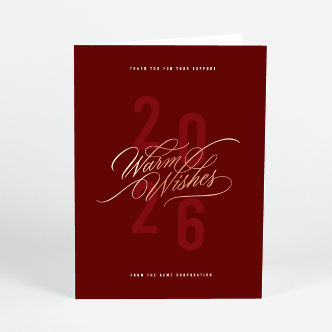 Foil Warm Wishes Business Holiday Cards - Red