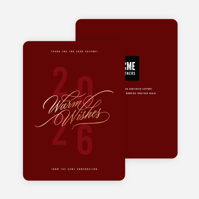 Foil Warm Wishes Business Holiday Cards - Red