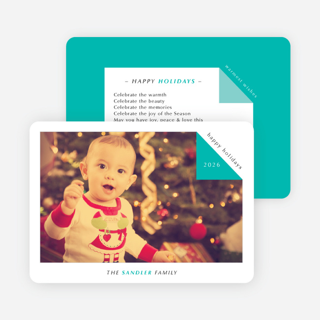 Folded Corner Photo Cards for the Holidays - Blue