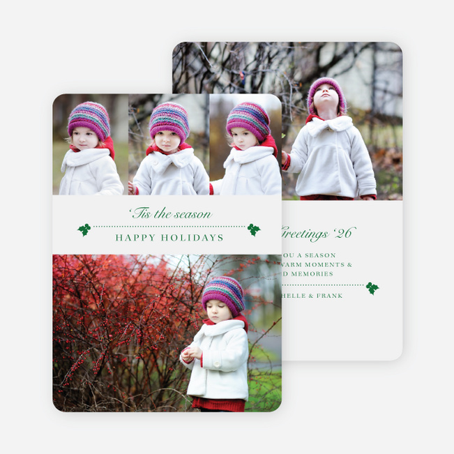 Holly Holidays Multi Photo Cards - Green