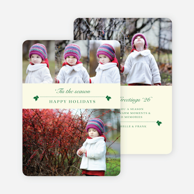 Holly Holidays Multi Photo Cards - Yellow