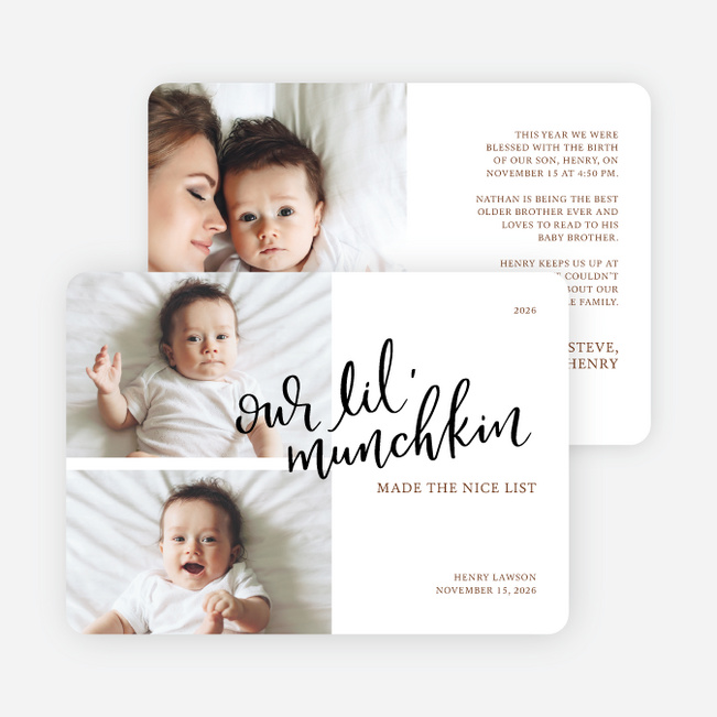 Made the Nice List Holiday Cards and Invitations - Brown