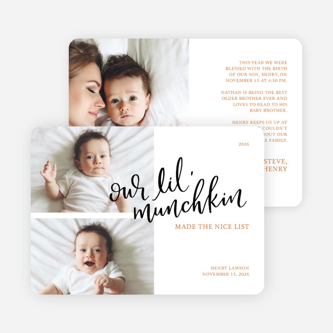 Made the Nice List Holiday Cards and Invitations - Orange