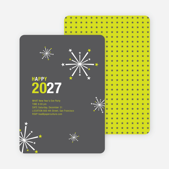 New Year’s Fireworks New Year’s Invitations - Slate Grey