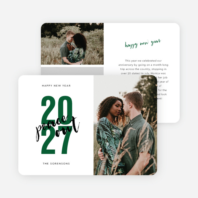 Peace Out New Year Cards and Invitations - Green