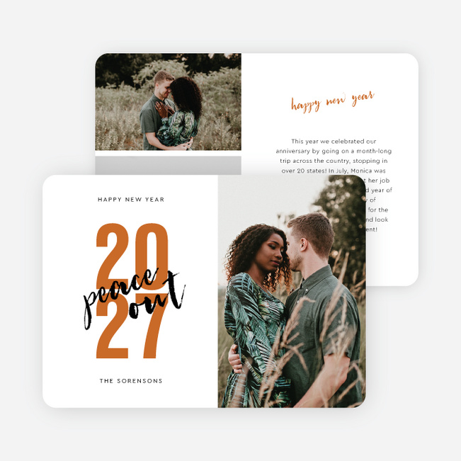 Peace Out New Year Cards and Invitations - Orange