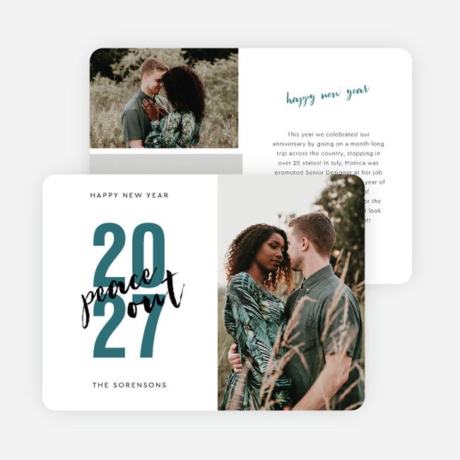 Peace Out New Year Cards and Invitations - Blue