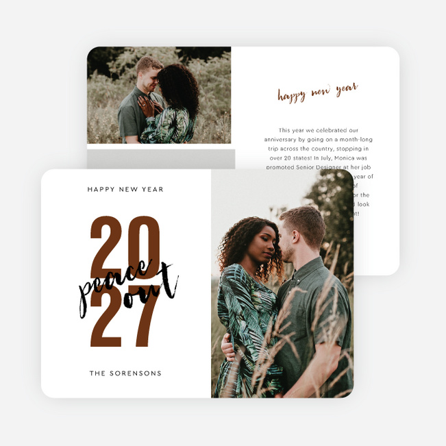 Peace Out New Year Cards and Invitations - Brown