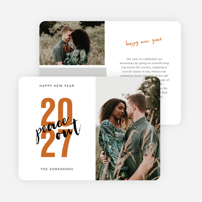 Peace Out New Year Cards and Invitations - Orange