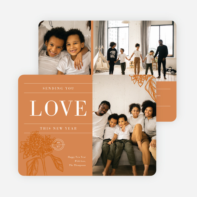 Sending the Gift of Love New Year Cards and Invitations - Orange