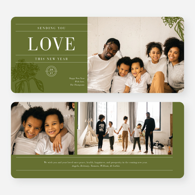 Sending the Gift of Love New Year Cards and Invitations - Green