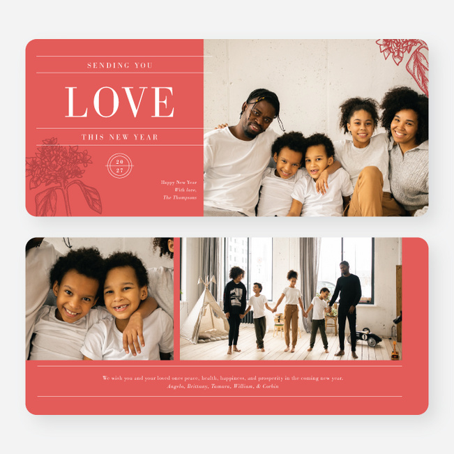 Sending the Gift of Love New Year Cards and Invitations - Red