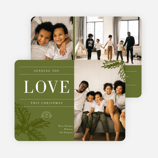 Sending the Gift of Love Personalized Christmas Cards - Green