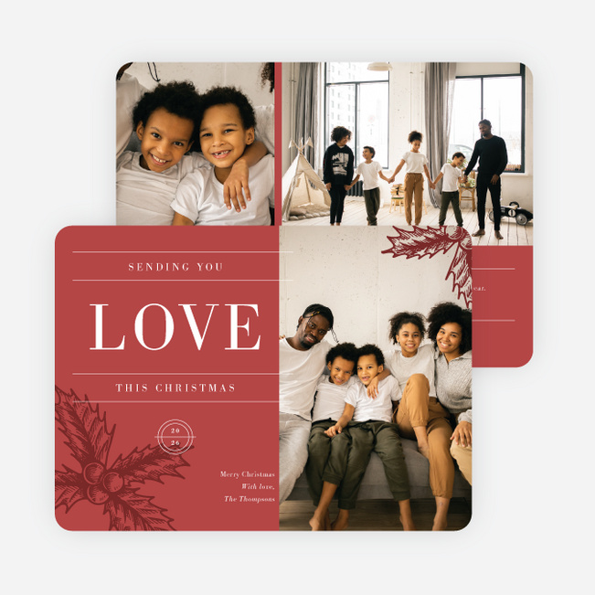 Sending the Gift of Love Personalized Christmas Cards - Red