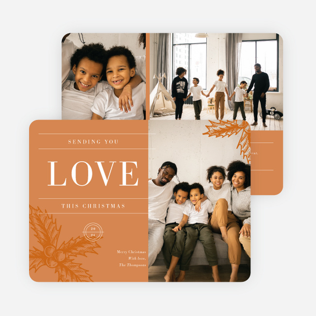 Sending the Gift of Love Personalized Christmas Cards - Orange