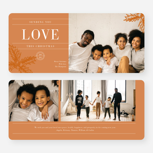 Sending the Gift of Love Personalized Christmas Cards - Orange