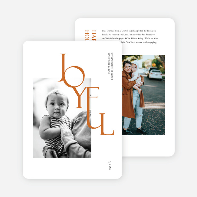 Stack of Joy Holiday Cards and Invitations - Orange
