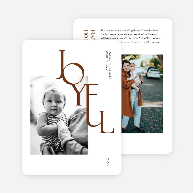 Stack of Joy Holiday Cards and Invitations - Brown