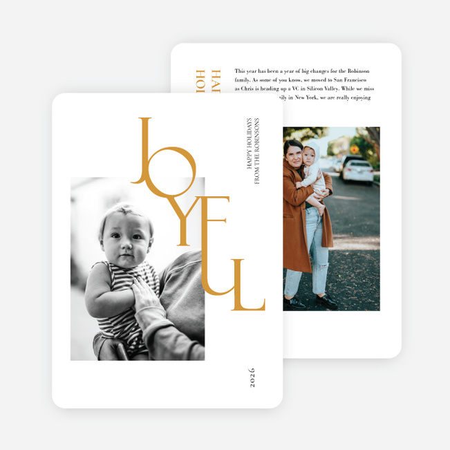 Stack of Joy Holiday Cards and Invitations - Yellow