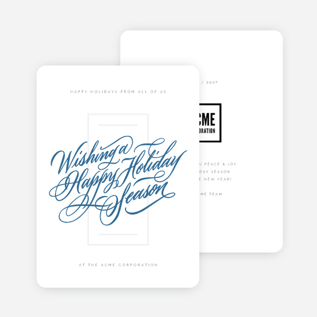 Timeless Greeting Corporate Holiday Cards - Blue