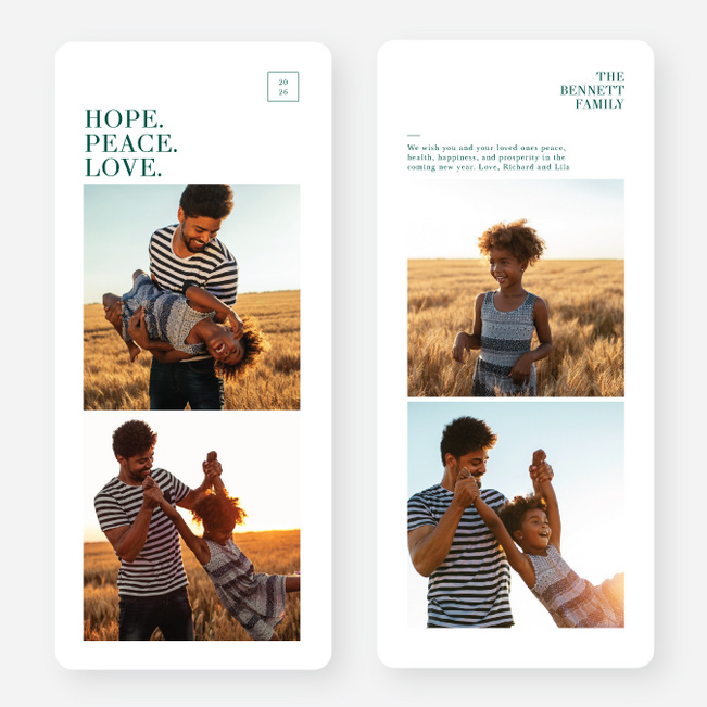 Clean Angles Multi Photo Holiday Cards - Green