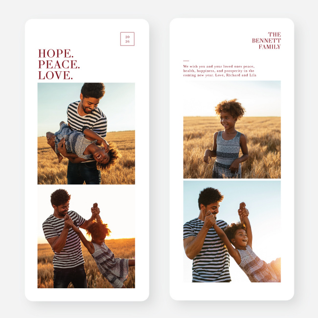 Clean Angles Multi Photo Holiday Cards - Red