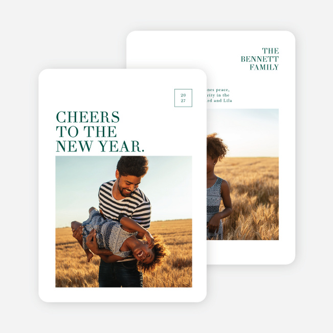 Clean Angles New Year Cards and Invitations - Green
