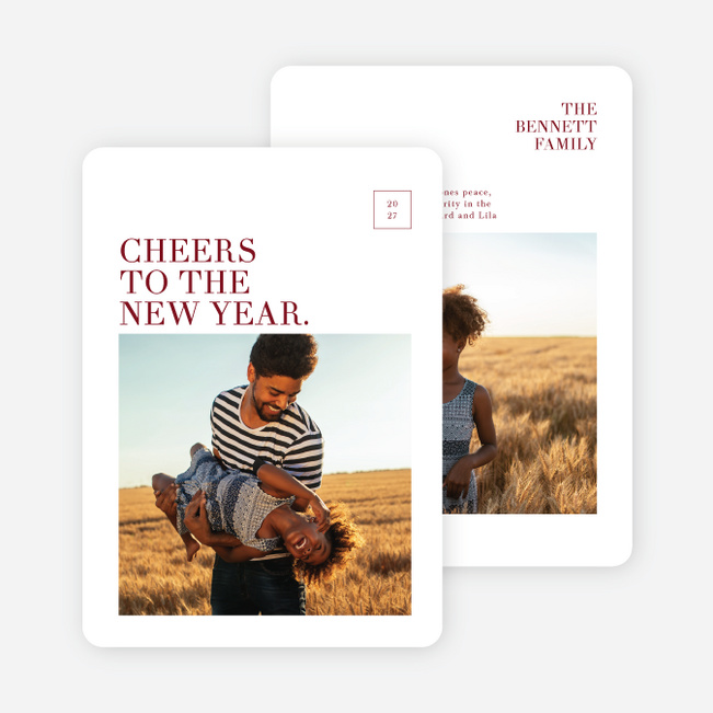 Clean Angles New Year Cards and Invitations - Red