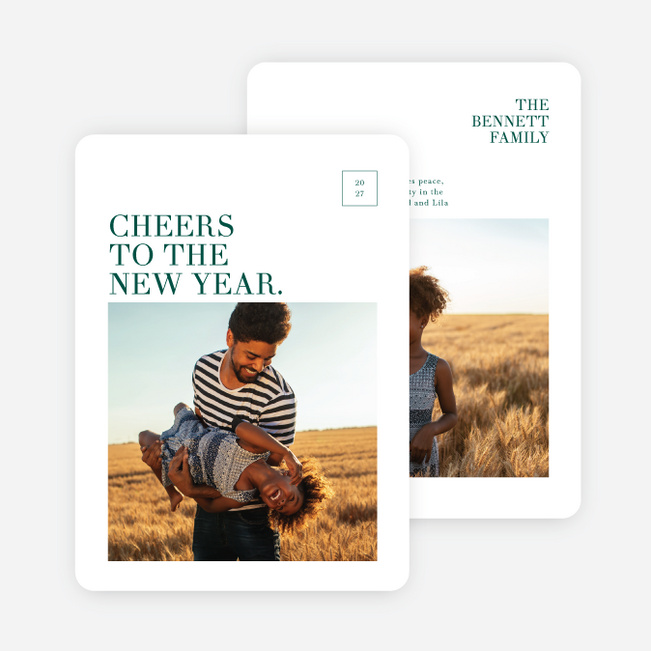 Clean Angles New Year Cards and Invitations - Green