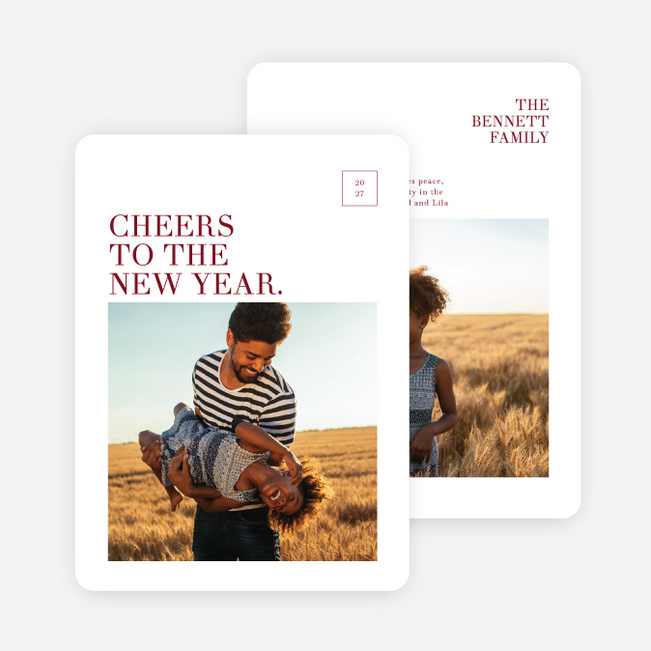 Clean Angles New Year Cards and Invitations - Red
