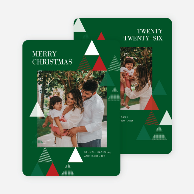 Festive Pattern Christmas Cards - Green