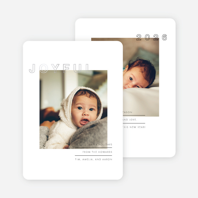 Foil Joyful Outline Holiday Cards - Gray