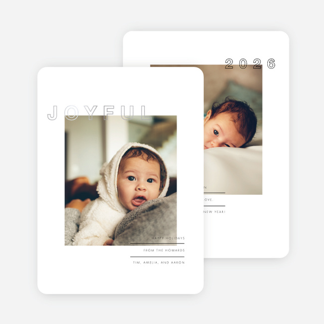 Foil Joyful Outline Holiday Cards - Gray