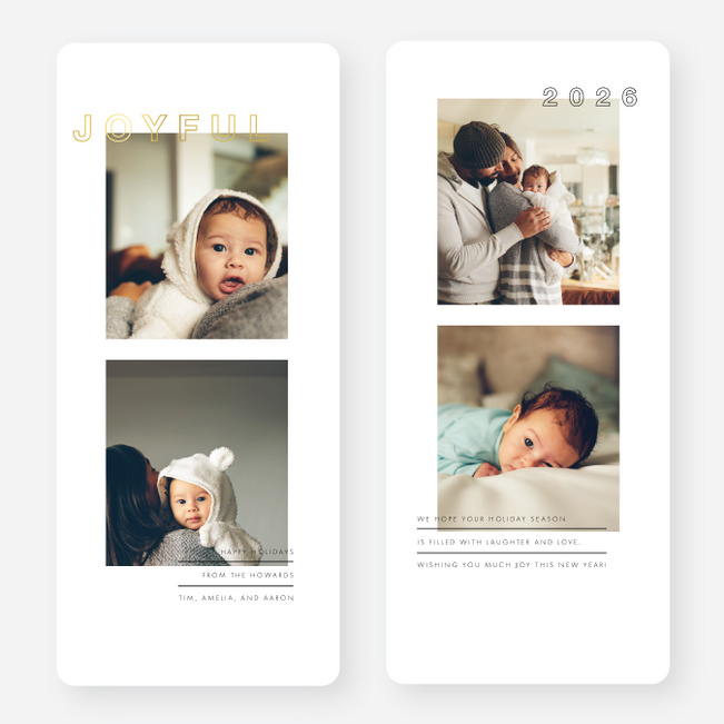 Foil Joyful Outline Holiday Cards - Yellow