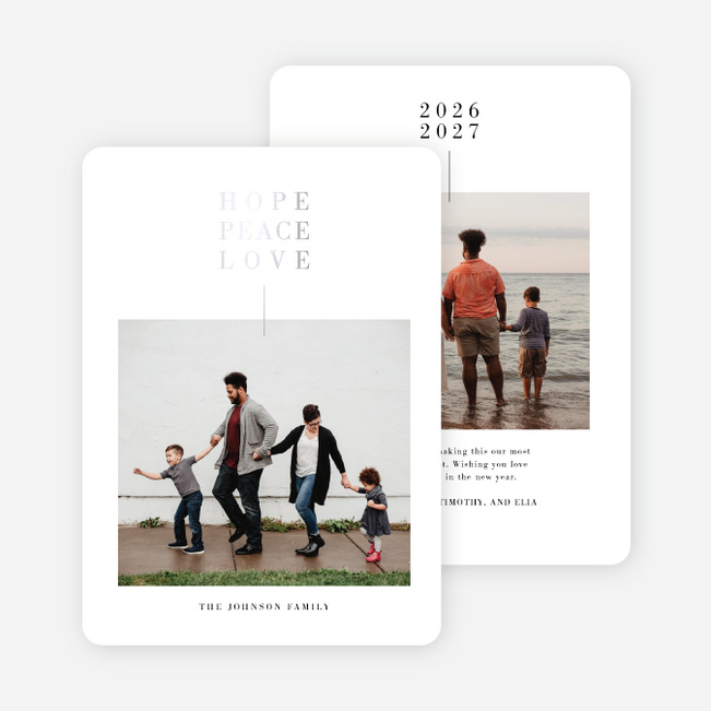 Foil Pinned Love Multi Photo Holiday Cards - Gray