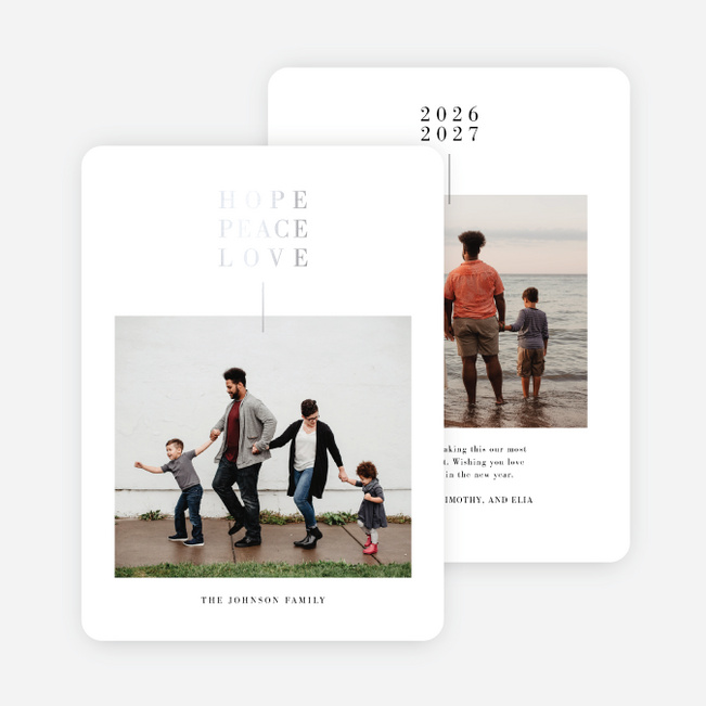 Foil Pinned Love Multi Photo Holiday Cards - Gray