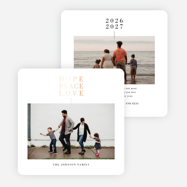 Foil Pinned Love Multi Photo Holiday Cards - Pink