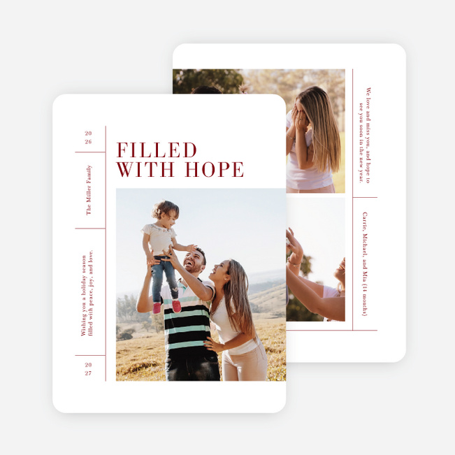 Fun Grid Multi Photo Holiday Cards - Red