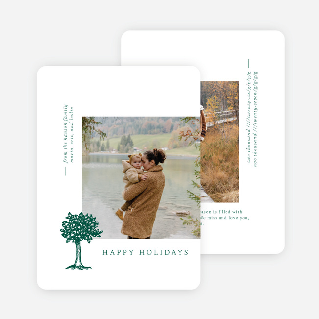 Little Tree Multi Photo Holiday Cards - Green