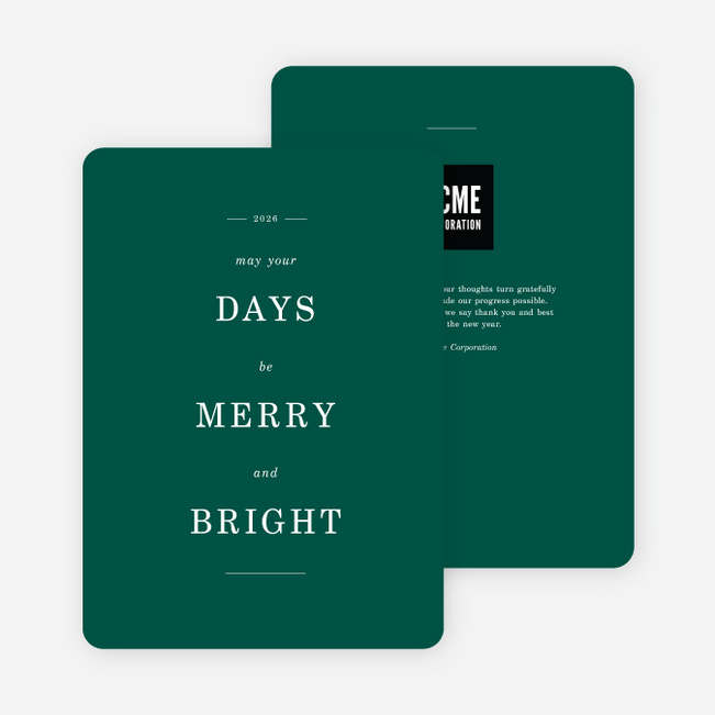 Minimal Greetings Corporate Holiday Cards - Green