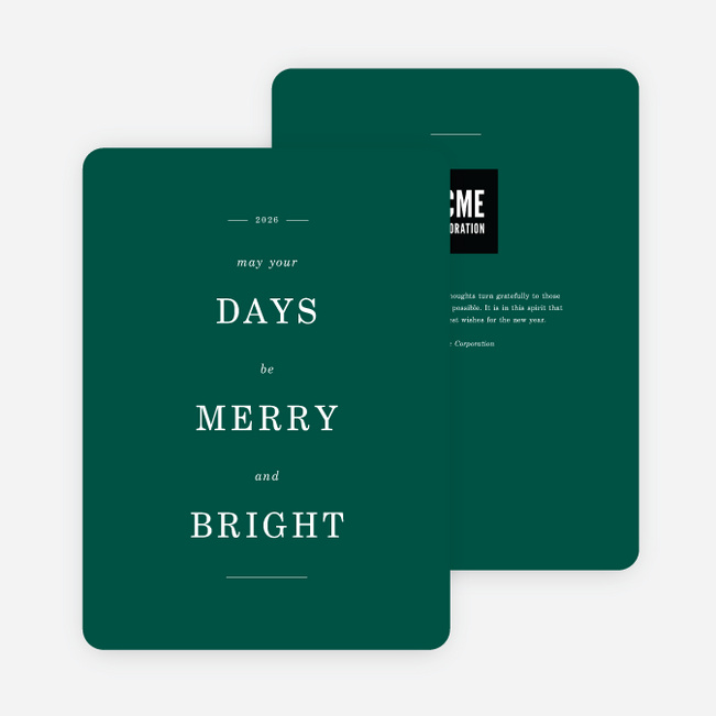 Minimal Greetings Corporate Holiday Cards - Green