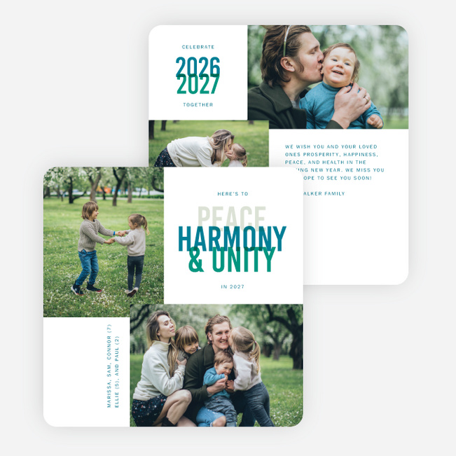 Overlapping Ideals New Year Cards and Invitations - Blue