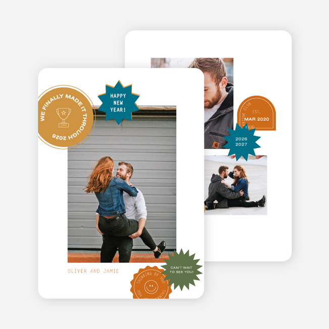 Sticker Pop New Year Cards and Invitations - Multi