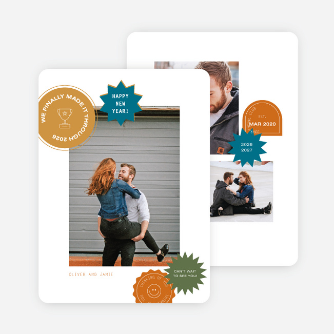 Sticker Pop New Year Cards and Invitations - Multi