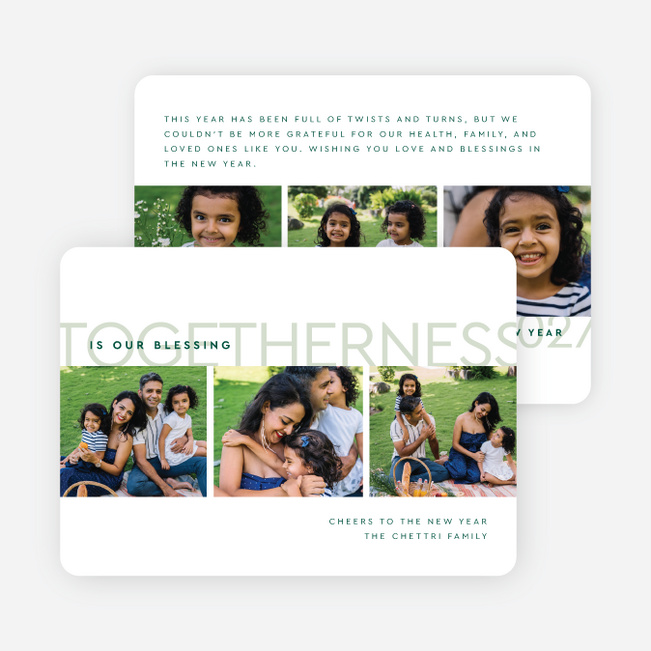 Together & Blessed New Year Cards and Invitations - Green