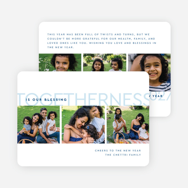 Together & Blessed New Year Cards and Invitations - Blue