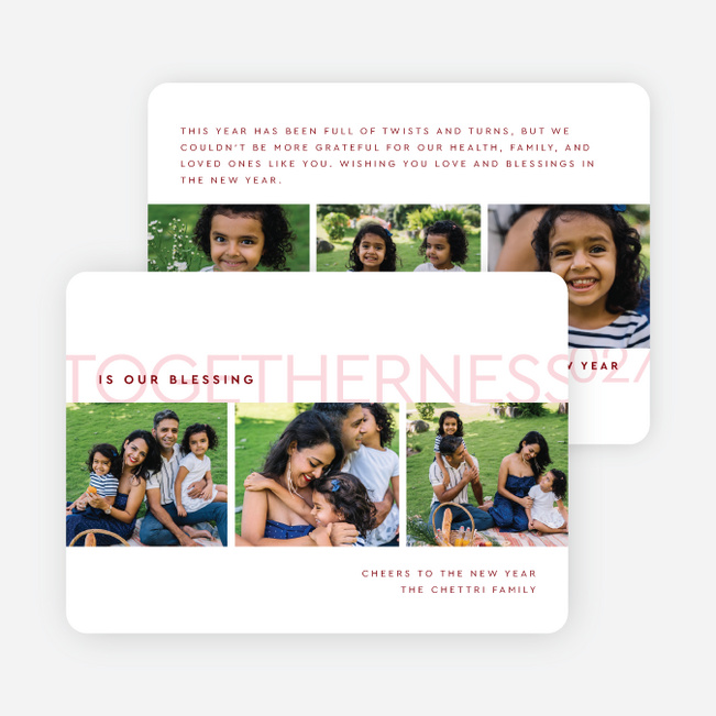 Together & Blessed New Year Cards and Invitations - Red