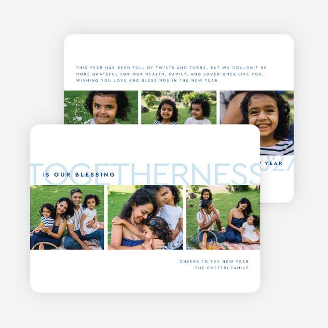 Together & Blessed New Year Cards and Invitations - Blue