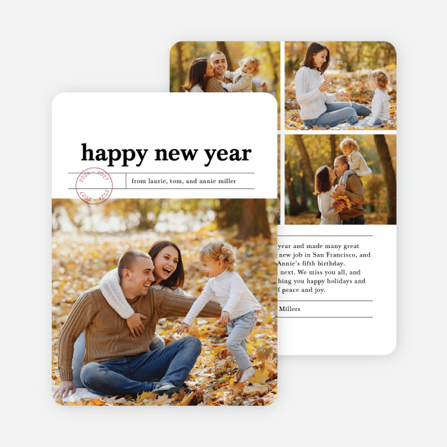 Touch of Rustic New Year Cards and Invitations - White